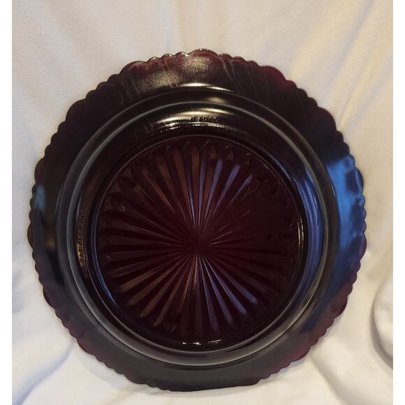 Avon 1876 Cape Cod Ruby Red Pie Plate 11" Fostoria Vintage Pressed Glass USA - Picture 3 of 6